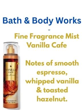 Bath & Body Works Vanilla Cafe Fine Fragrance Mist - Brand New - Full Size